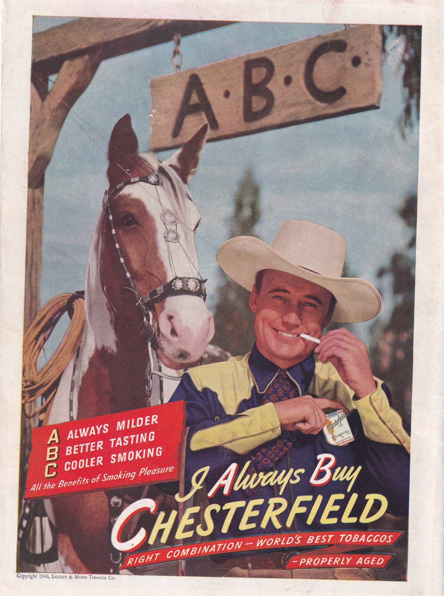 1946 Chesterfield Cigarettes ABC Always Buy Chesterfield Original Vintage Ad - Rare Americana Time Capsule
