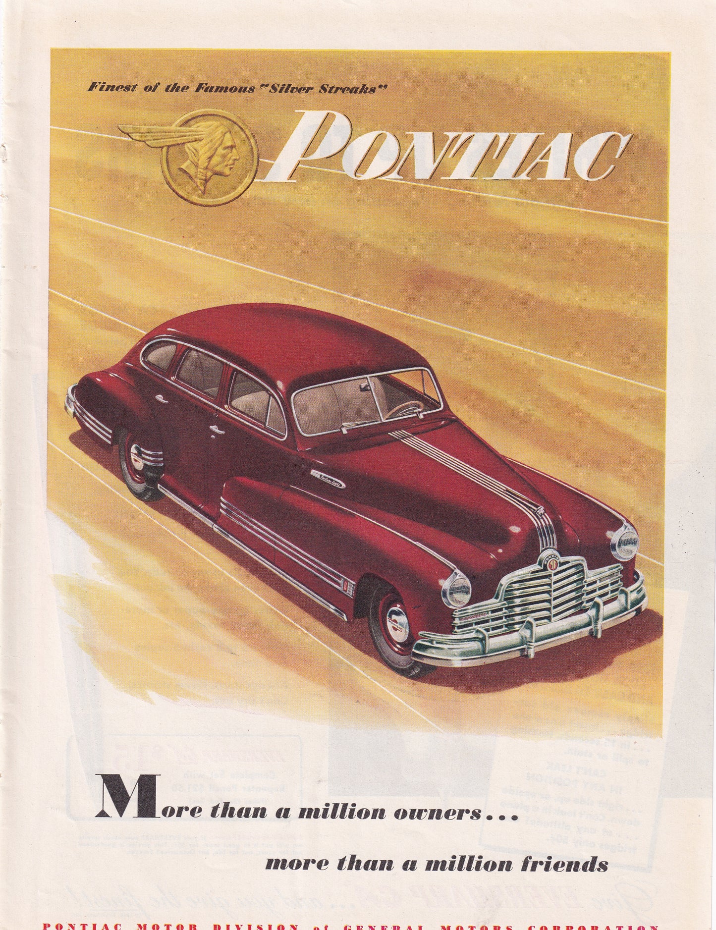 1946 Original Vintage Pontiac Silver Streaks Automobile Ad - Rare Americana