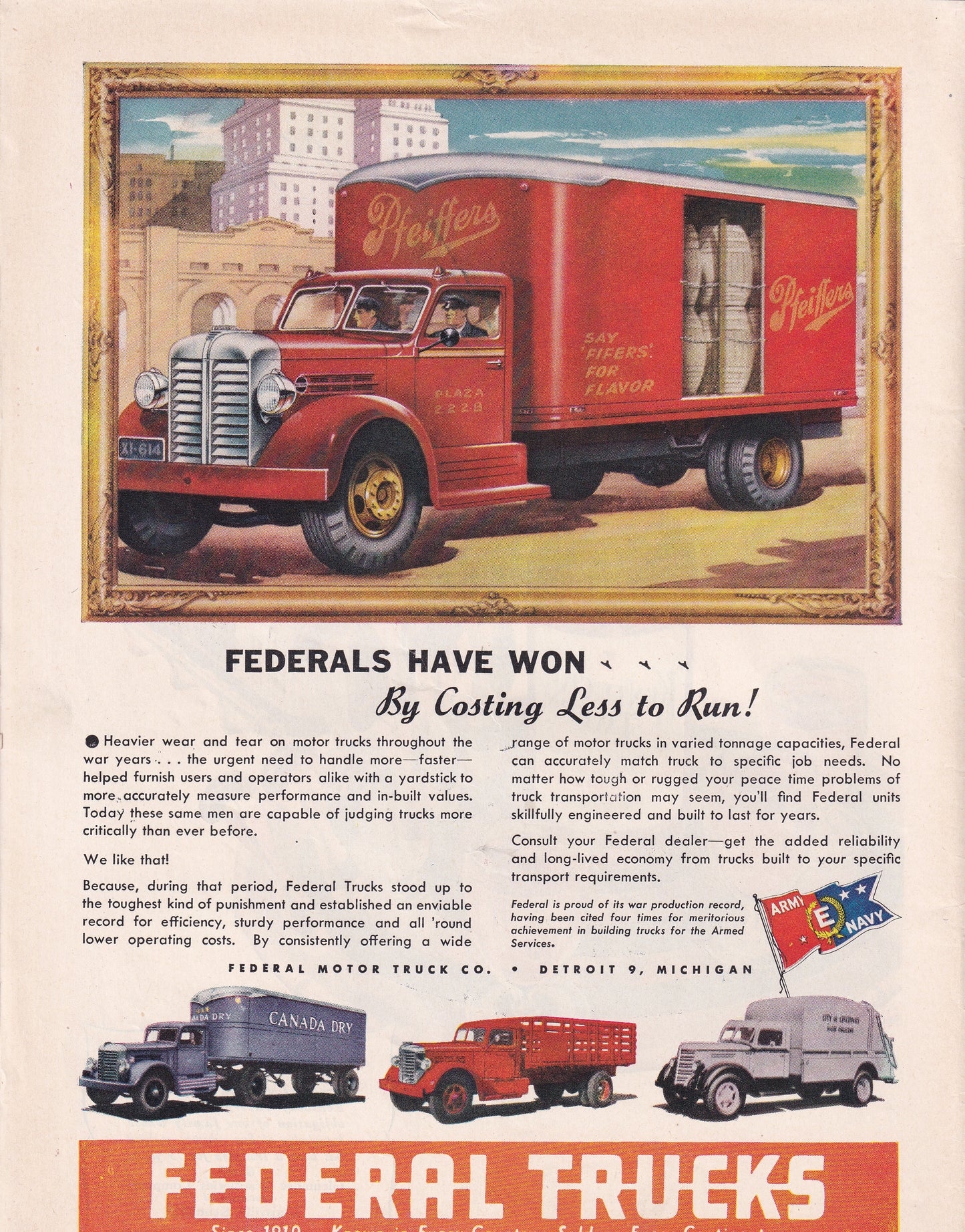 1946 Original Vintage Automobile Magazine Ad - Rare Americana - Federal Trucks Red Moving Truck