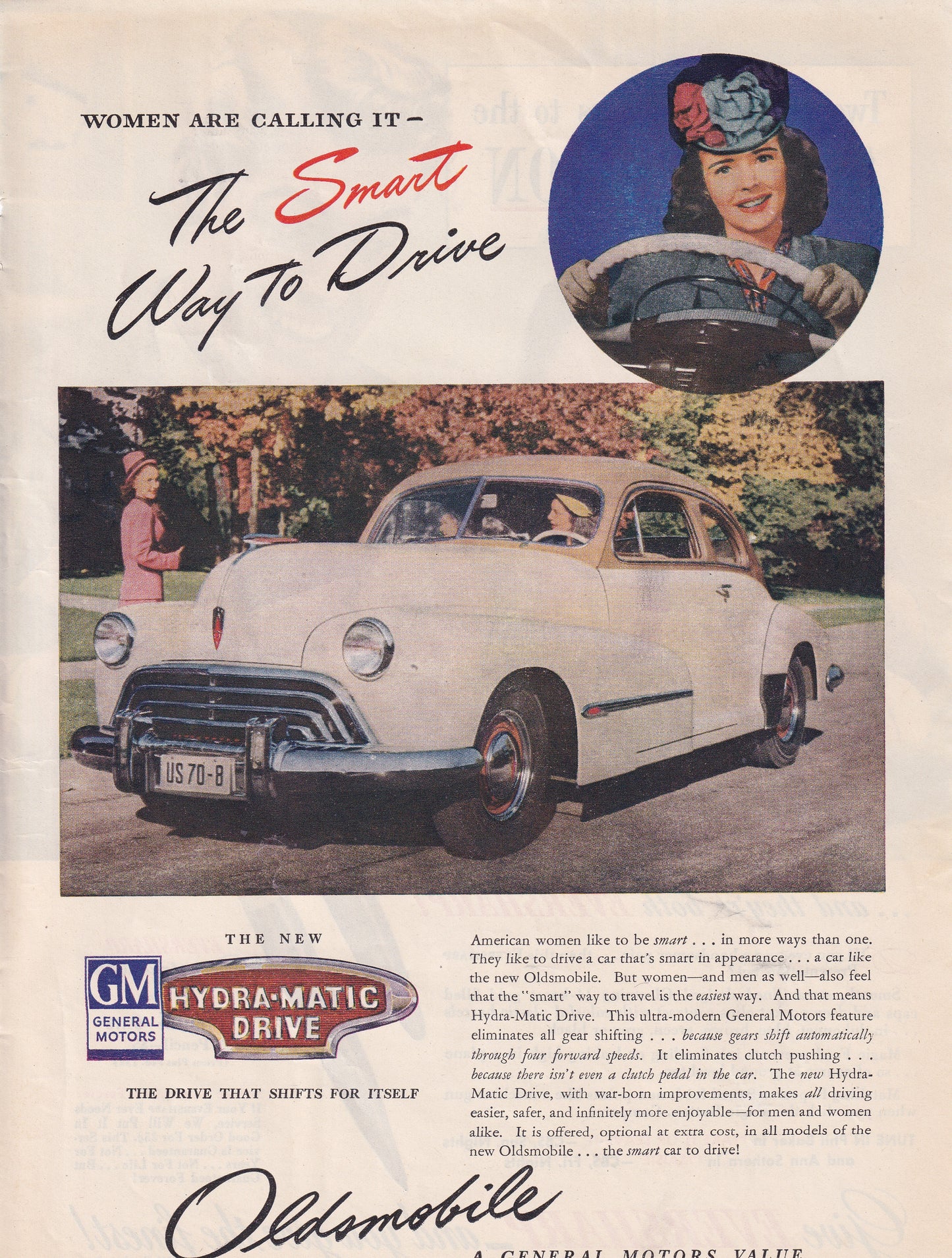 1946 Original Vintage Magazine Ad - Rare Americana - Oldsmobile Women Calling it the Smart Way to Drive