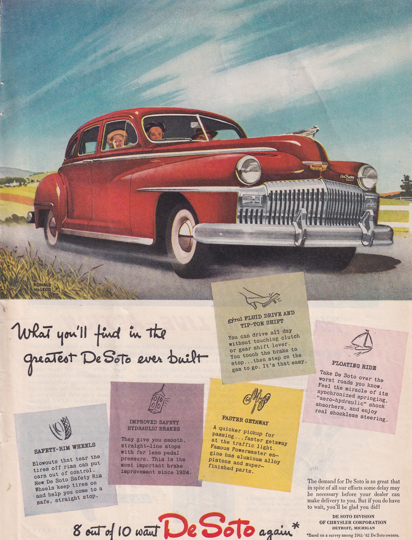 1946 Original Vintage Magazine Ad - Rare Americana - DeSoto Auto 8 out of 10 Want DeSoto