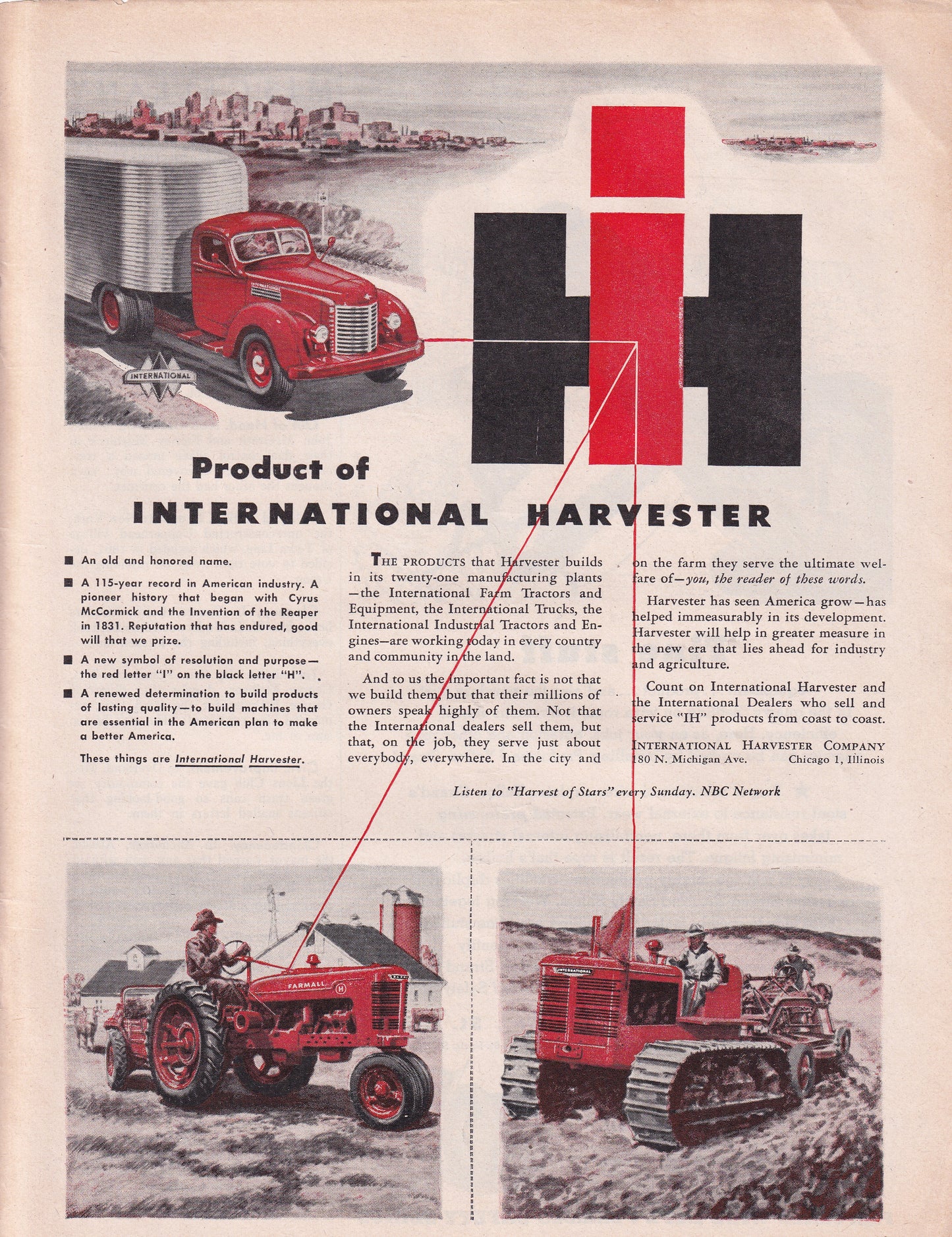 1946 Original Vintage Magazine Ad - Rare Americana - International Harvester Products Trucks Tractor Bulldozer
