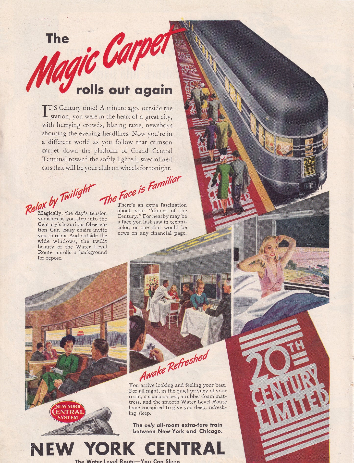 1946 Original Vintage Magazine Ad - Rare Americana - New York Central Grand Central Terminal Train