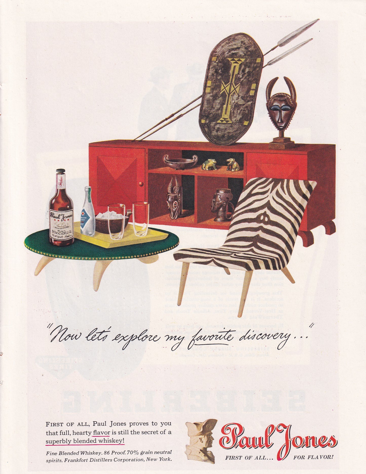 1946 Original Vintage Magazine Ad - Rare Americana - Paul Jones Whiskey African Art