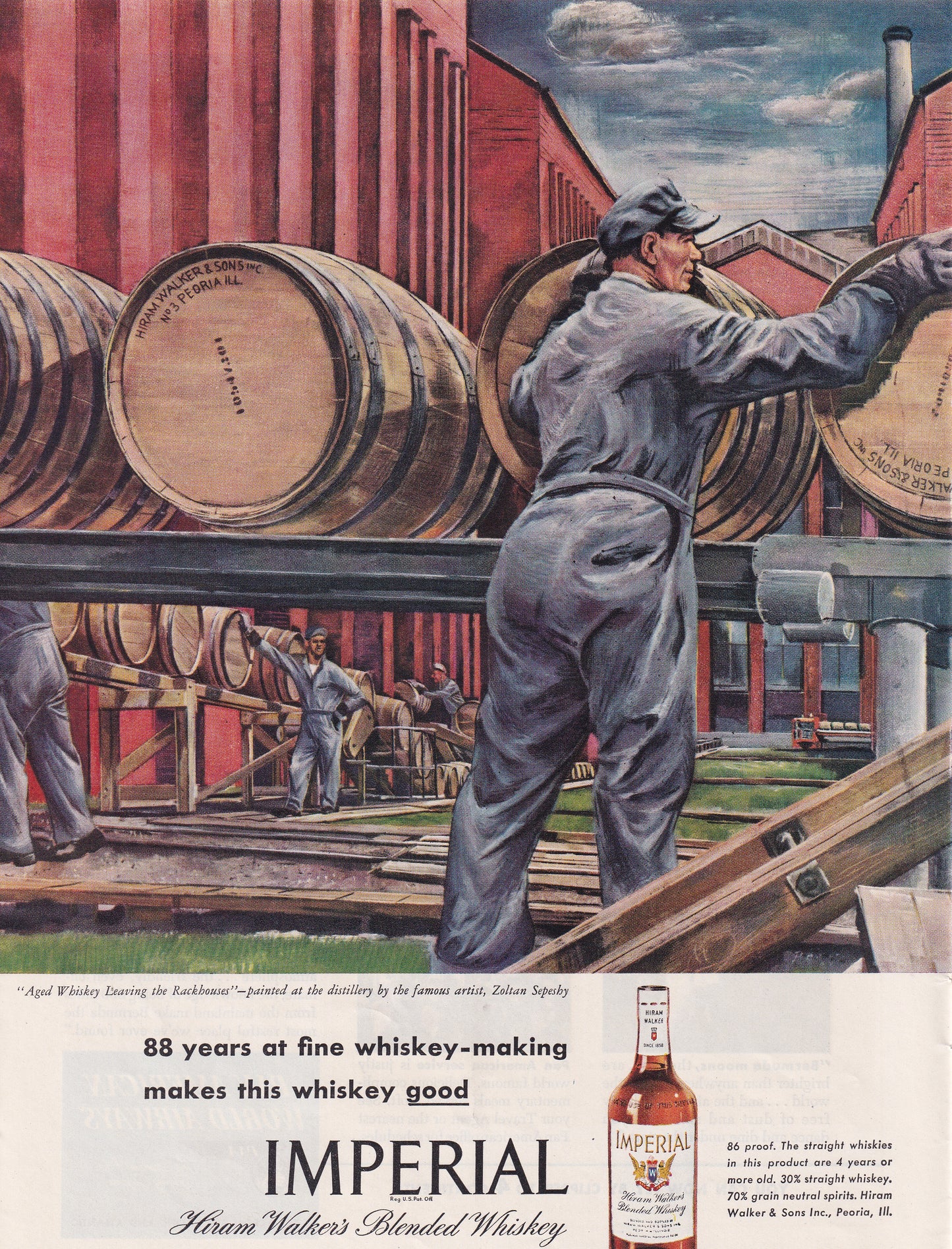 1946 Original Vintage Magazine Ad - Rare Americana - Imperial Whiskey Aged Whiskey in the Rackhouse