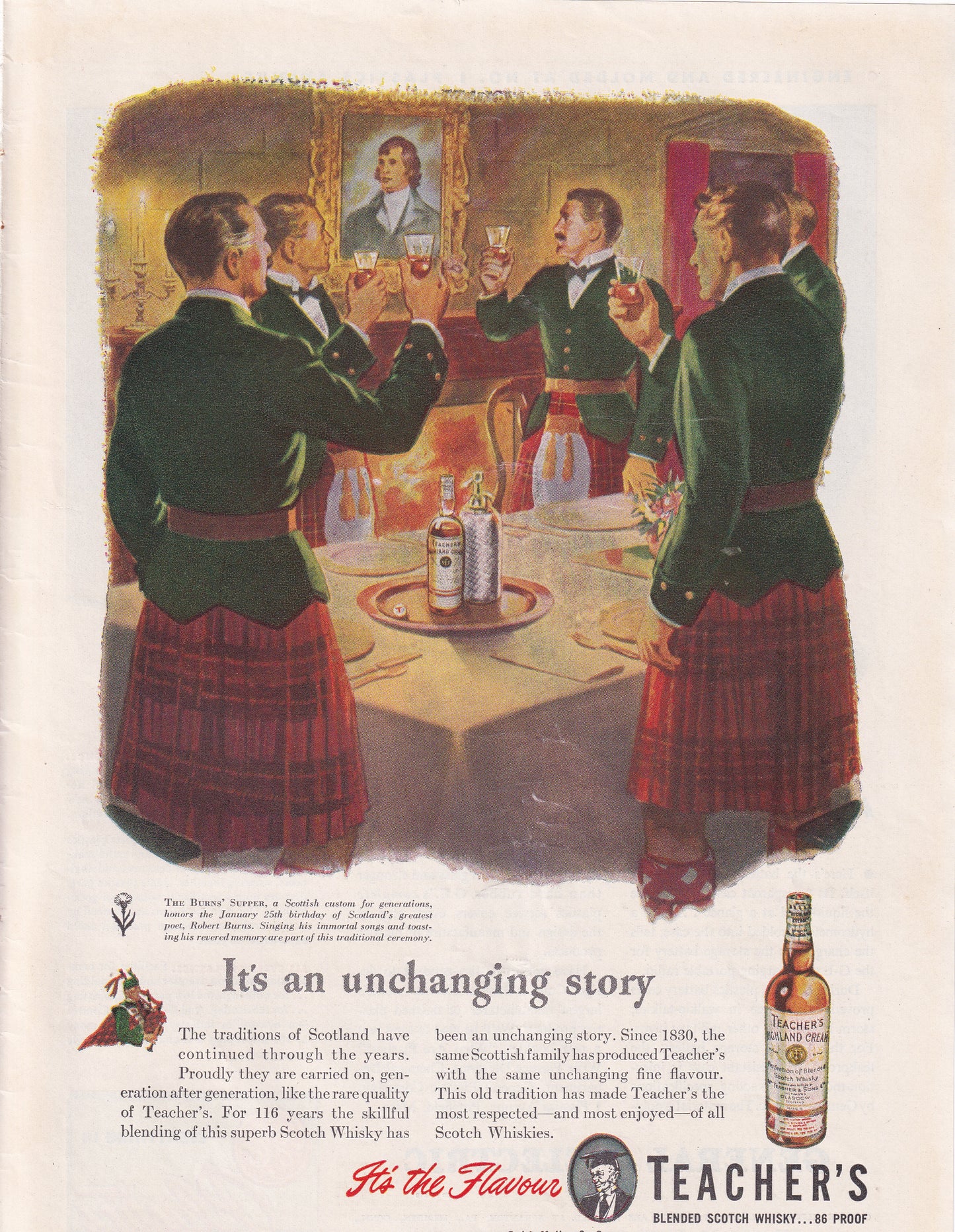 1946 Original Vintage Magazine Ad - Rare Americana - Teachers Whiskey An Unchanging Story