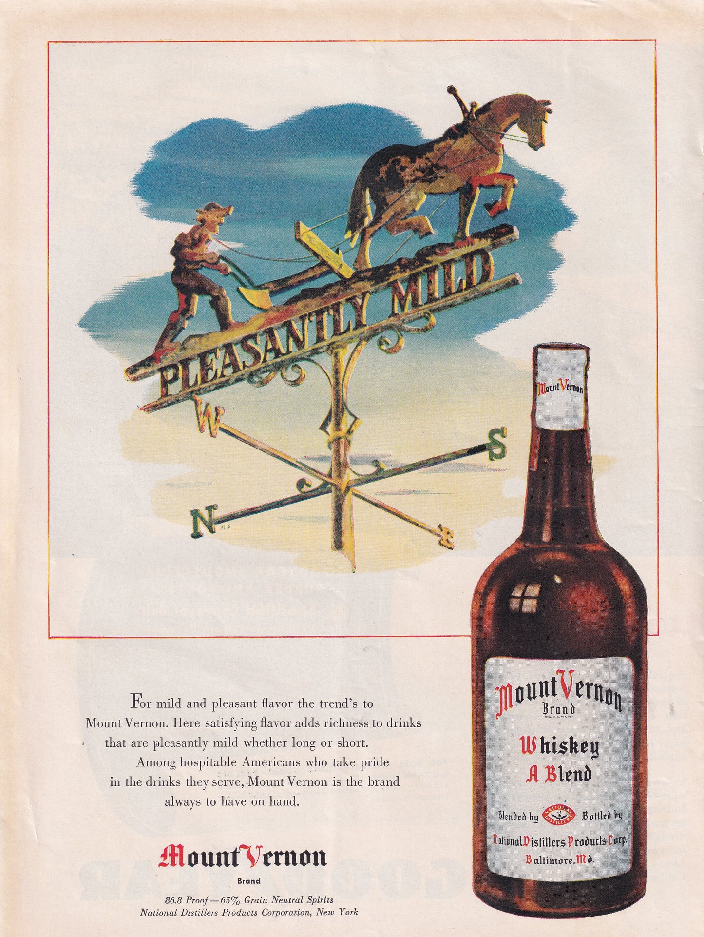 1946 Original Vintage Mount Vernon Whiskey - Rare Americana