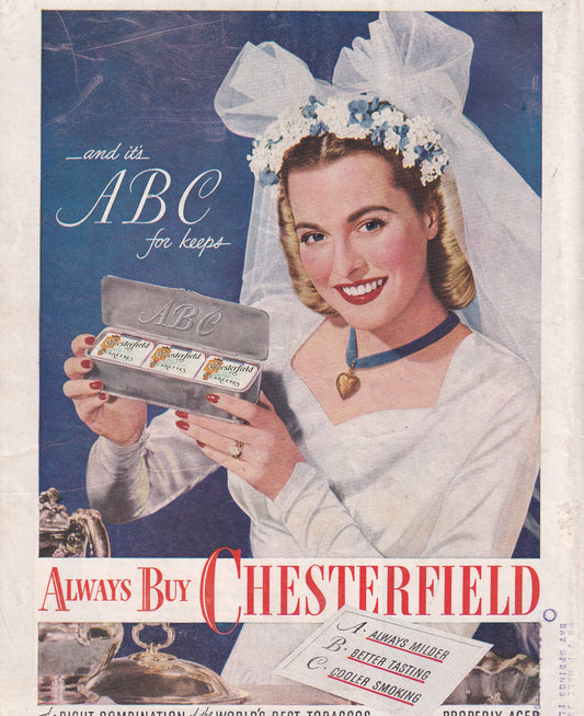 1946 Chesterfield Cigarettes ABC Always Buy Chesterfield Original Vintage Ad - Rare Americana Time Capsule