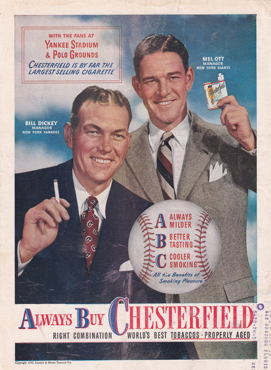 1946 Chesterfield Cigarettes ABC Always Buy Chesterfield Original Vintage Ad - Rare Americana Time Capsule
