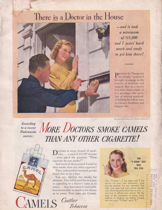 1946 Camel 'More Doctors Smoke Camels' Original Vintage Ad - Rare Americana Time Capsule