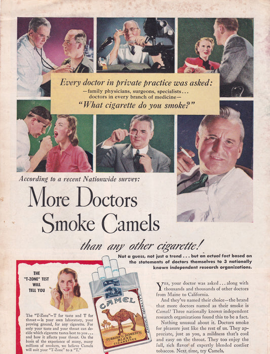 1946 Camel 'More Doctors Smoke Camels' Original Vintage Ad - Rare Americana Time Capsule