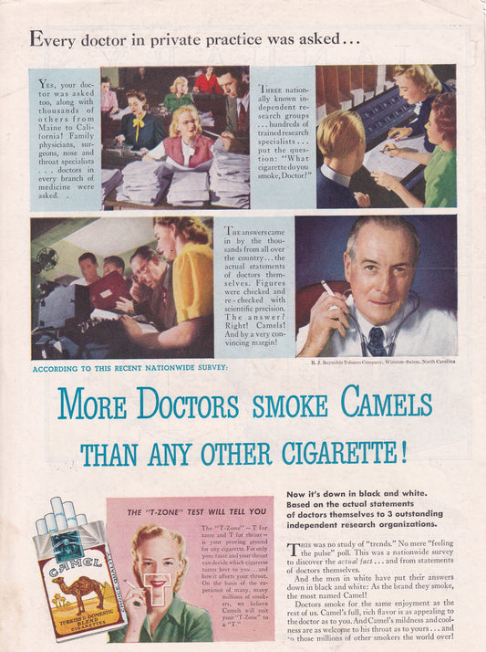 1946 Camel 'More Doctors Smoke Camels' Original Vintage Ad - Rare Americana Time Capsule