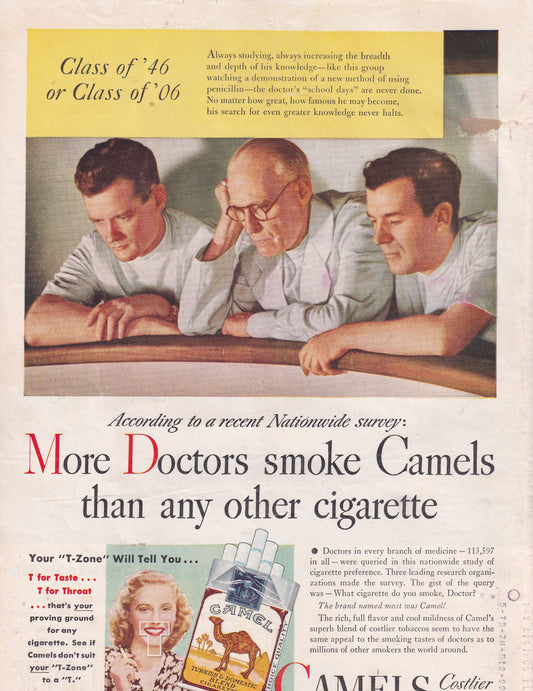1946 Camel 'More Doctors Smoke Camels' Original Vintage Ad - Rare Americana Time Capsule