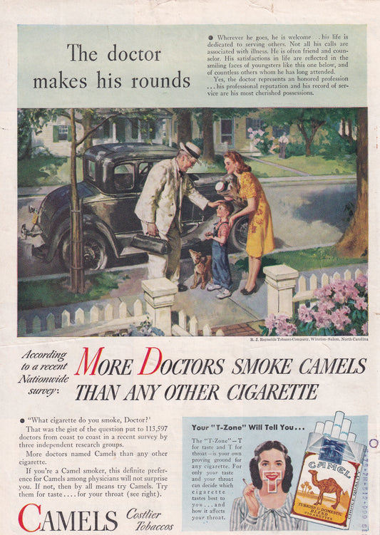 1946 Camel 'More Doctors Smoke Camels' Original Vintage Ad - Rare Americana Time Capsule