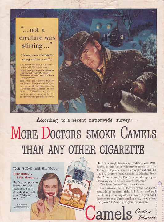 1946 Camel 'More Doctors Smoke Camels' Original Vintage Ad - Rare Americana Time Capsule