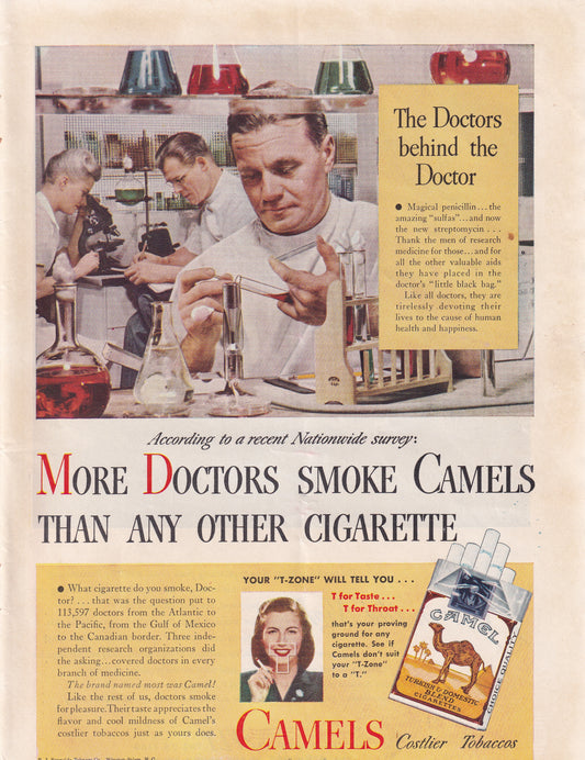 1946 Camel 'More Doctors Smoke Camels' Original Vintage Ad - Rare Americana Time Capsule