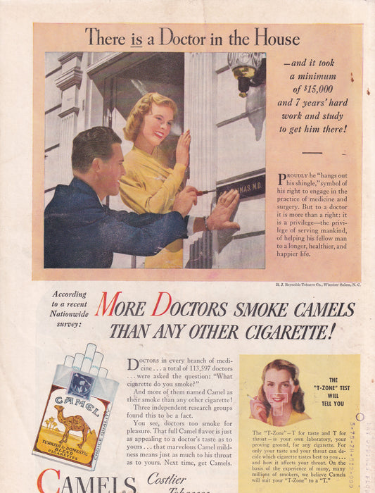 1946 Camel 'More Doctors Smoke Camels' Original Vintage Ad - Rare Americana Time Capsule
