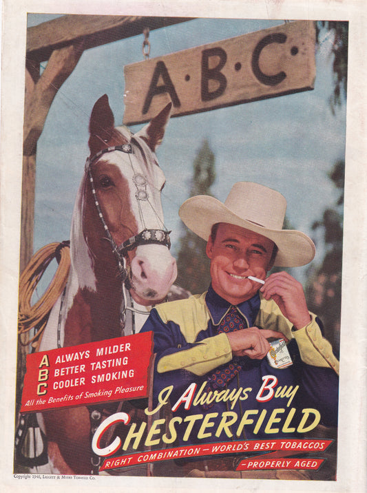 1946 Chesterfield Cigarettes ABC Always Buy Chesterfield Original Vintage Ad - Rare Americana Time Capsule