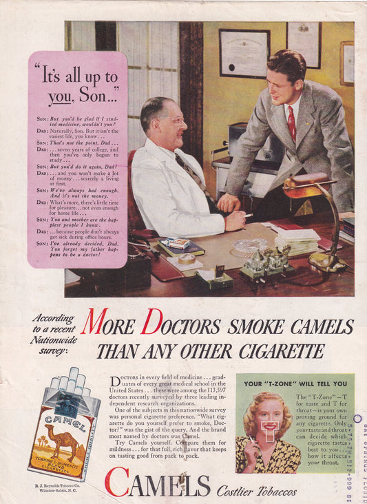 1946 Camel 'More Doctors Smoke Camels' Original Vintage Ad - Rare Americana Time Capsule
