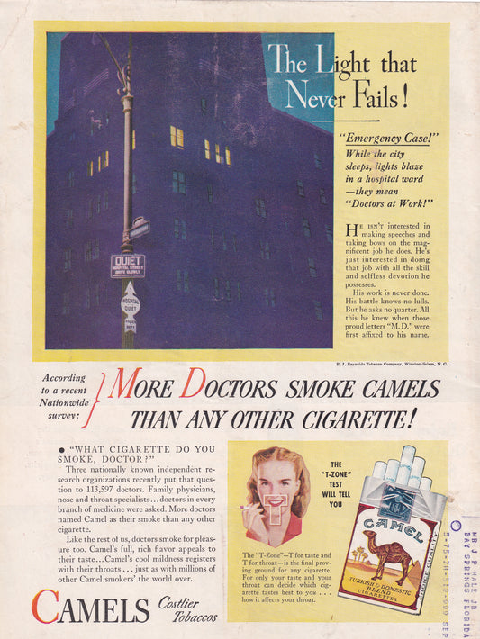 1946 Camel 'More Doctors Smoke Camels' Original Vintage Ad - Rare Americana Time Capsule