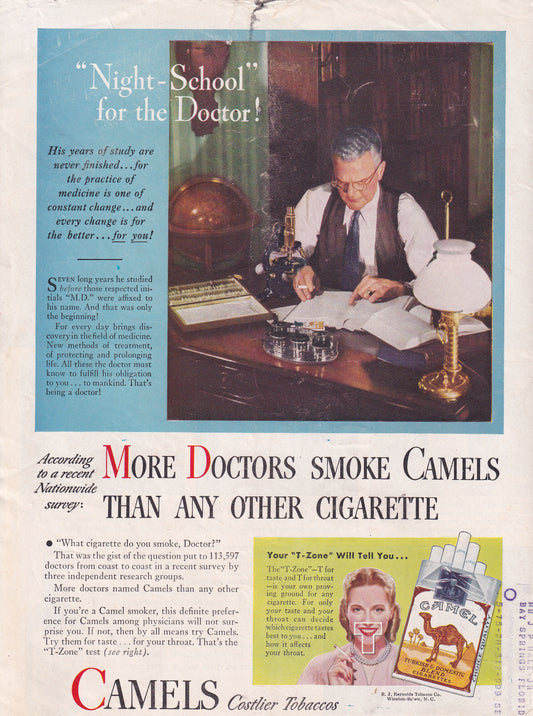 1946 Camel 'More Doctors Smoke Camels' Original Vintage Ad - Rare Americana Time Capsule