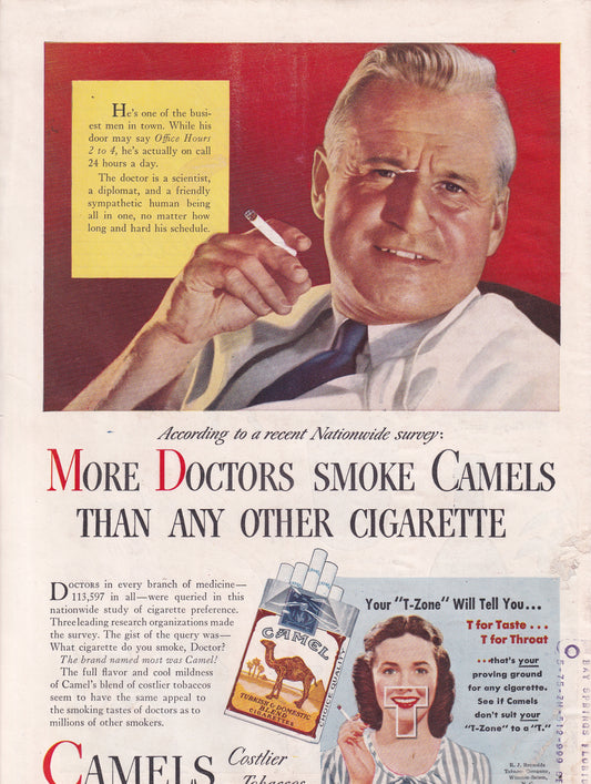 1946 Camel 'More Doctors Smoke Camels' Original Vintage Ad - Rare Americana Time Capsule