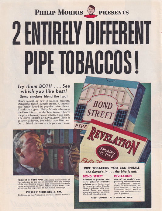 1946 Phillip Morris Pipe Tobacco Original Vintage Ad - Rare Americana Time Capsule