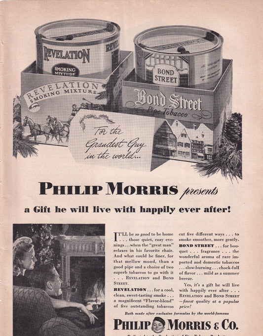1946 Phillip Morris Pipe Tobacco Original Vintage Ad - Rare Americana Time Capsule