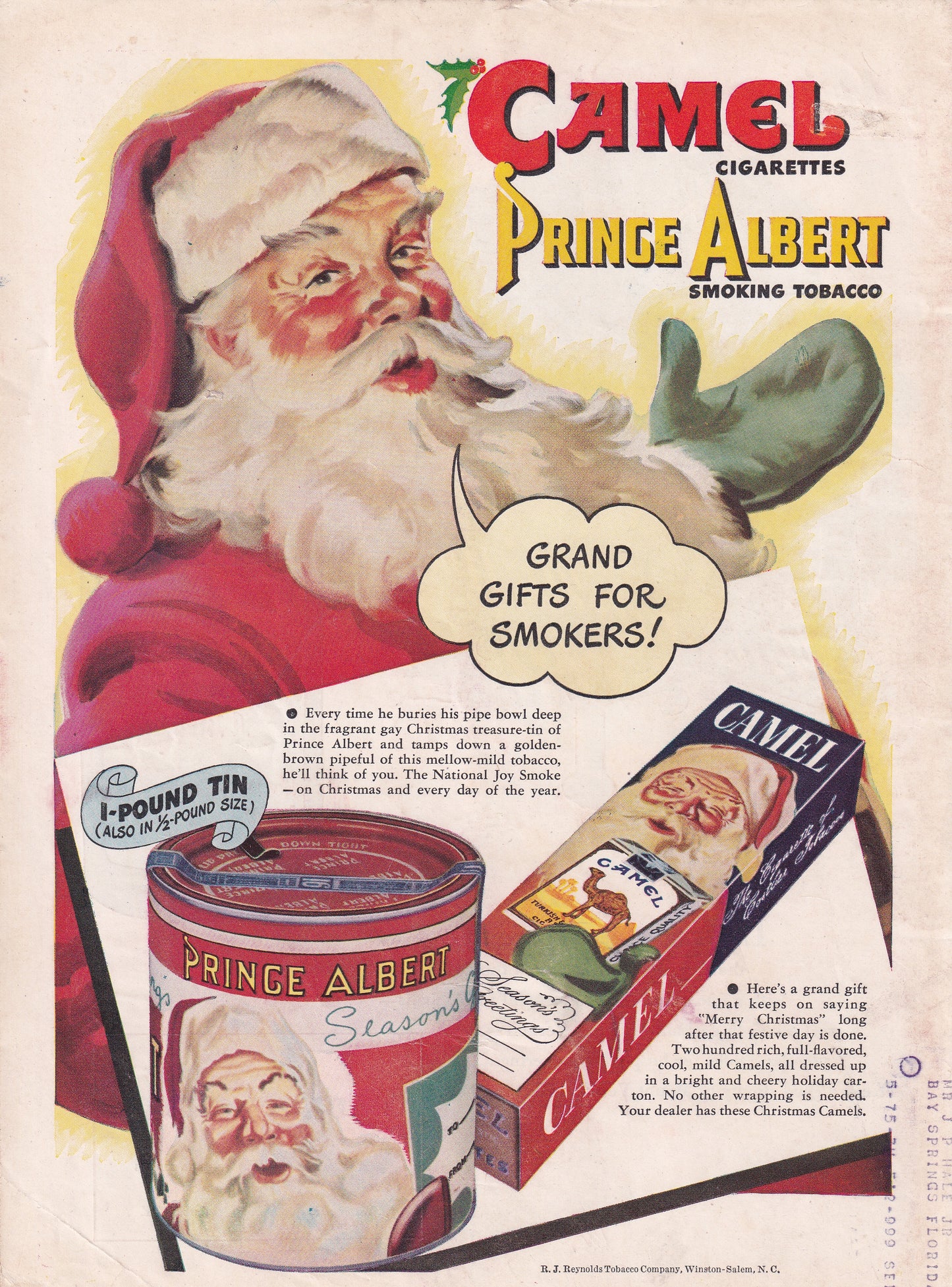 1946 Camel Cigarettes Santa Claus Original Vintage Ad - Rare Americana Time Capsule