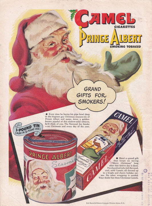 1946 Camel Cigarettes Santa Claus Original Vintage Ad - Rare Americana Time Capsule