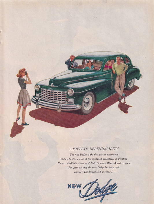 1946 Original Vintage Dodge Automobile Ad - Rare Americana Time Capsule