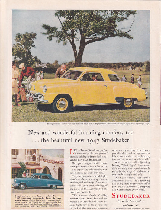 1946 Original Vintage Studebaker Automobile Ad - Rare Americana Time Capsule