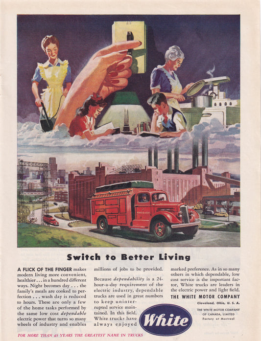 1946 Original Vintage White Motor Company Automobile Ad - Rare Americana Time Capsule