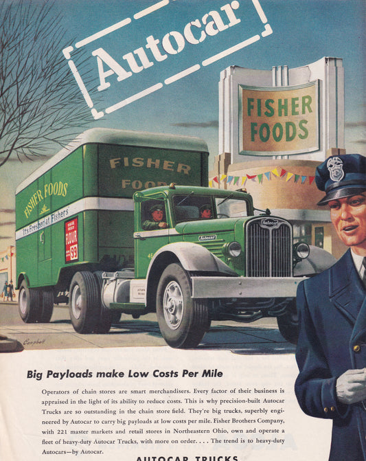 1946 Original Vintage Autocar Automobile Ad - Rare Americana Time Capsule