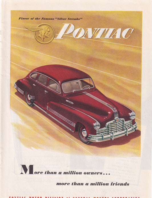 1946 Original Vintage Pontiac Silver Streaks Automobile Ad - Rare Americana