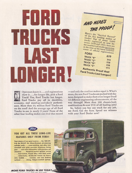 1946 Original Vintage Ford Trucks Automobile Ad - Rare Americana Time Capsule
