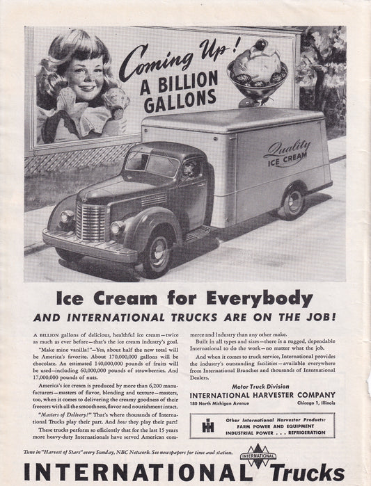 1946 Original Vintage International Harvester Trucks Automobile Ad - Rare Americana
