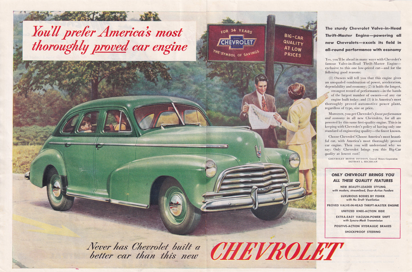 1946 Original Vintage Chevrolet Chevy Automobile Ad - Rare Americana