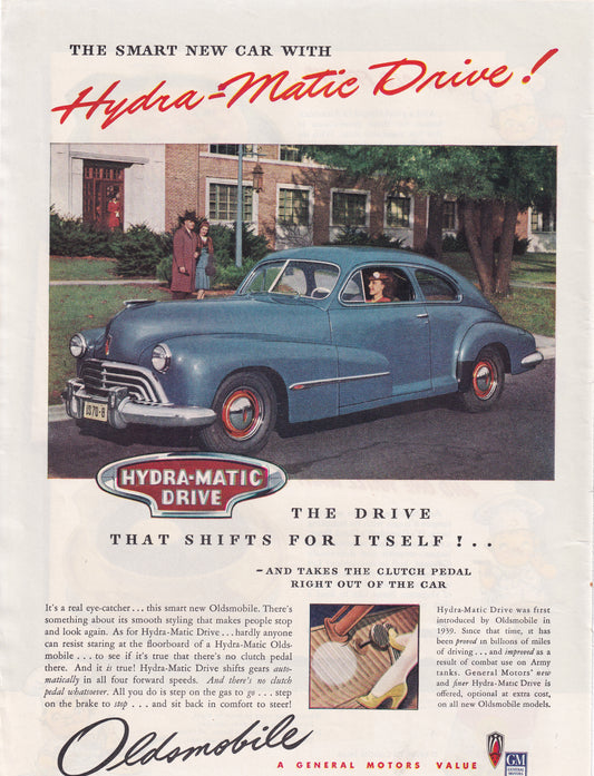 1946 Oldsmobile Hydra Matic Original Vintage Automobile Ad - Rare Americana
