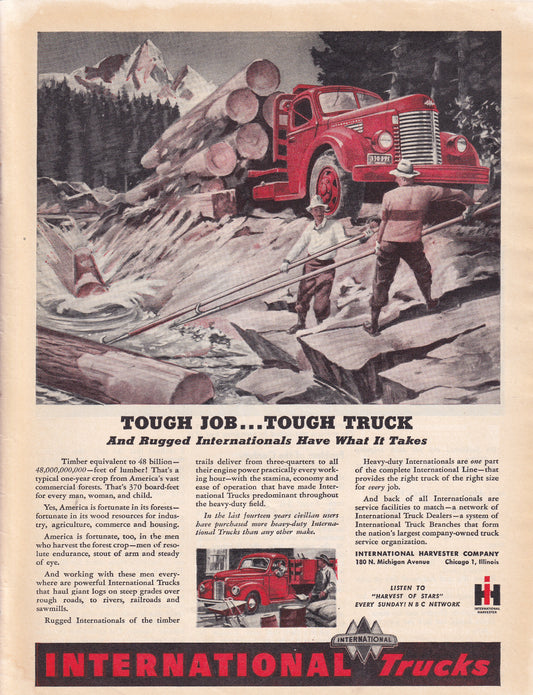1946 Original Vintage International Harvester Trucks Automobile Ad - Rare Americana