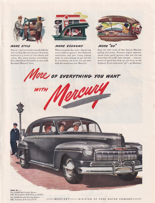 1946 Mercury More of Everything Original Vintage Automobile Ad - Rare Americana