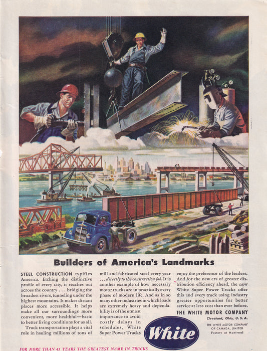 1946 Original Vintage White Motor Company Automobile Ad - Rare Americana