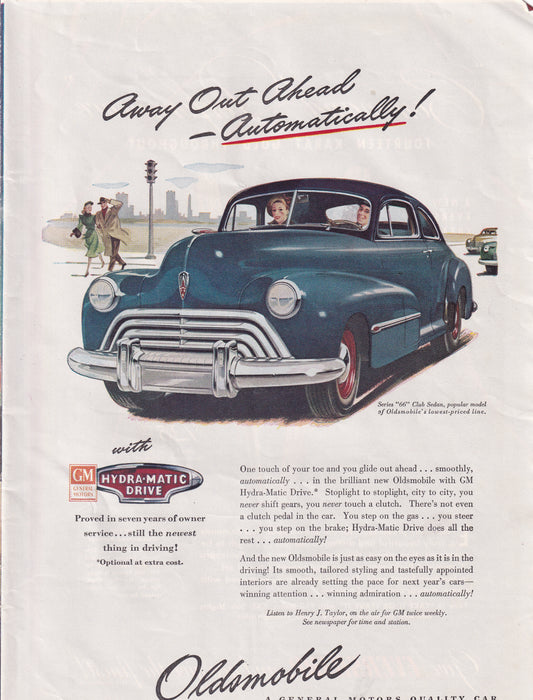 1946 Oldsmobile Hydra Matic Original Vintage Automobile Ad - Rare Americana