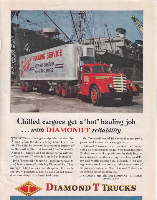1946 Diamond Trucks Original Vintage Automobile Ad - Rare Americana