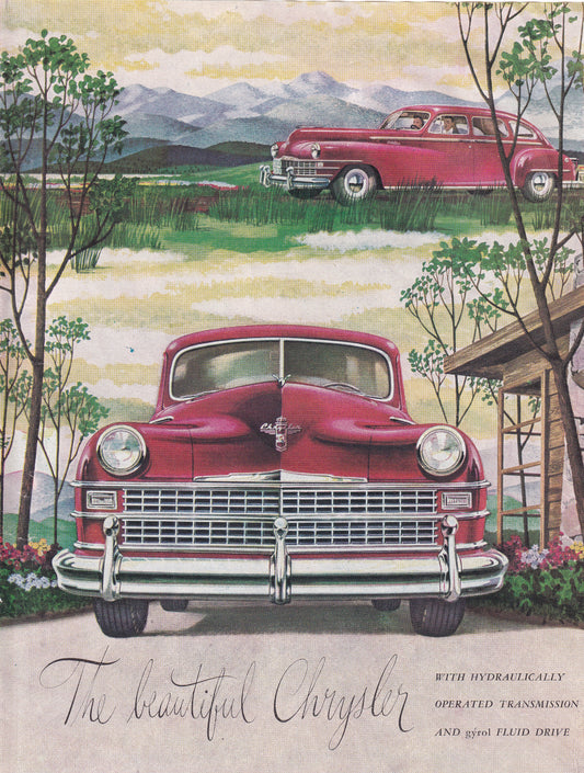 1946 Beautiful Chrysler Original Vintage Automobile Ad - Rare Americana