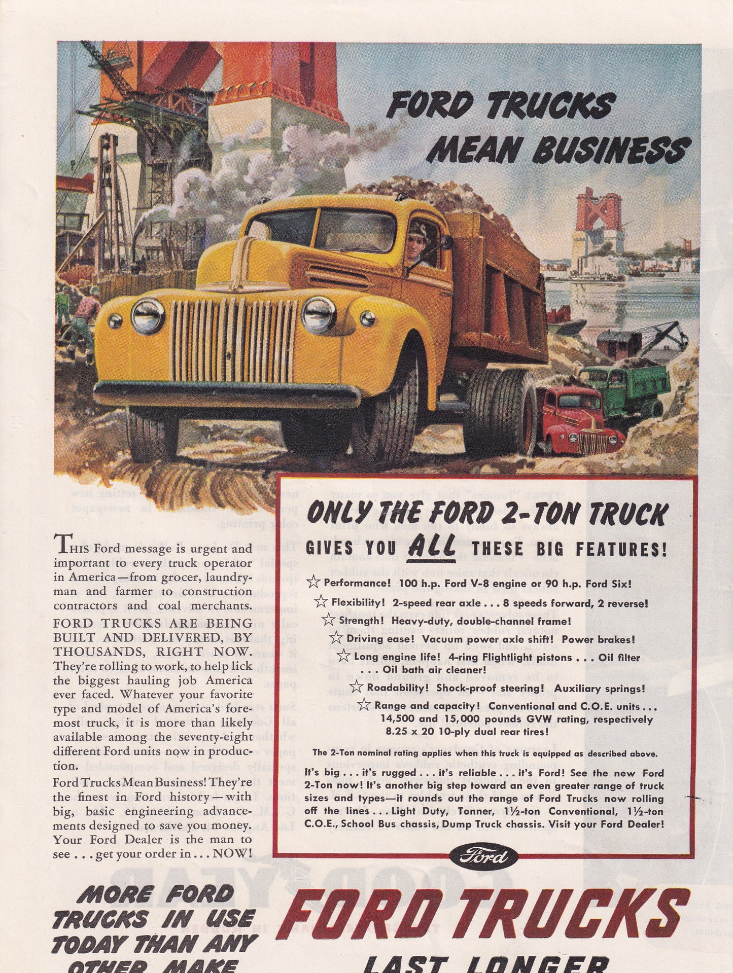 1946 Ford Trucks Original Vintage Automobile Ad - Rare Americana