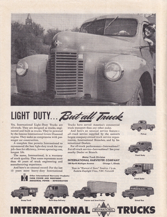 1946 International Trucks Original Vintage Automobile Ad - Rare Americana