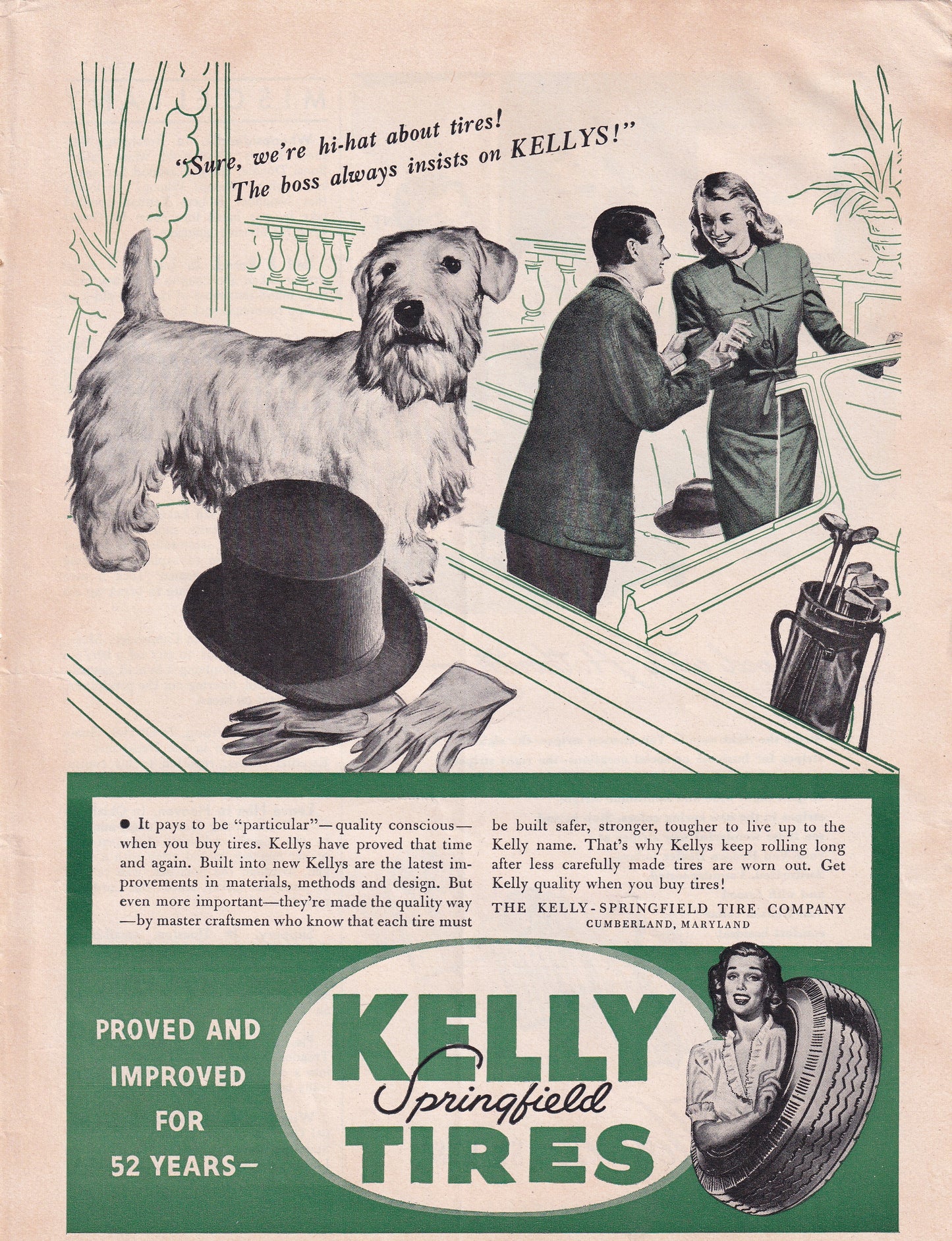 1946 Kelly Springfield Tires Original Vintage Automobile Ad - Rare Americana