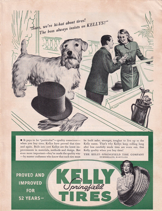 1946 Kelly Springfield Tires Original Vintage Automobile Ad - Rare Americana