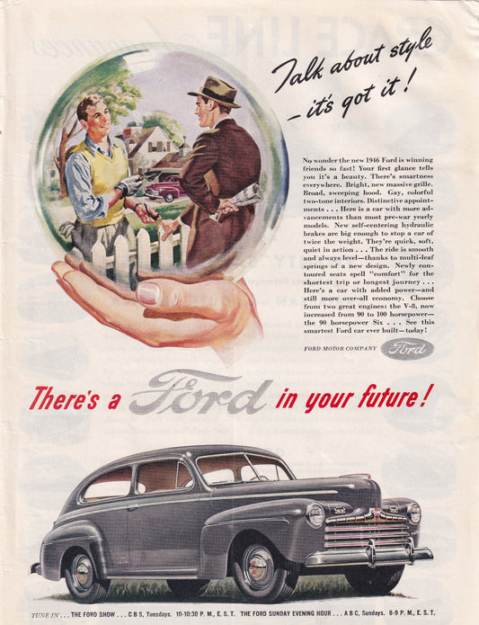 1946 Ford in Your Future Original Vintage Automobile Ad - Rare Americana